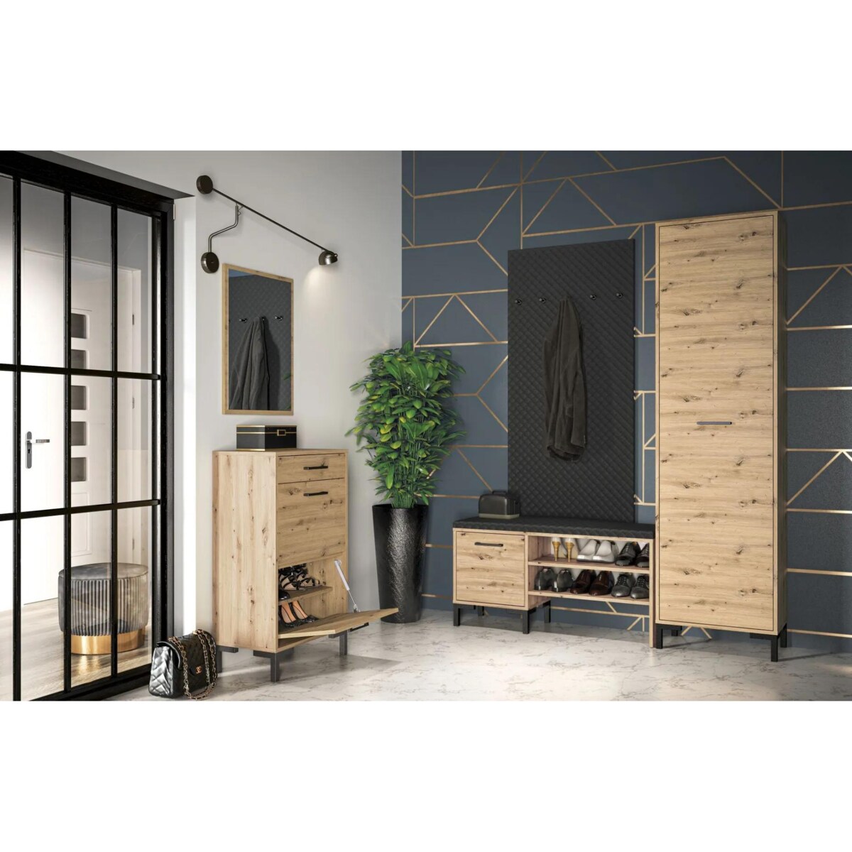 Wieszak tapicerowany do przedpokoju NIKOLA czarny