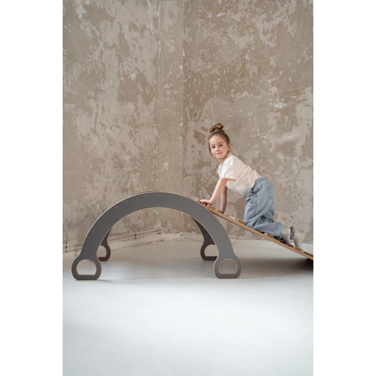 DUŻY bujak montessori + DUŻA zjeżdżalnia DRABINKA - szary