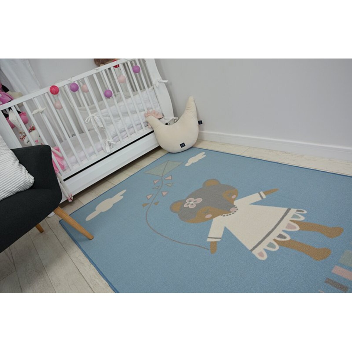 DYWAN dla dzieci LOKO Myszka niebieski 120x170 cm