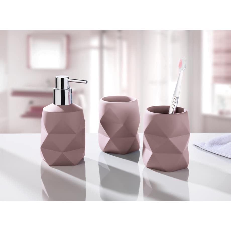 Kleine Wolke Crackle Kubek łazienkowy różowy mat kompozyt poliresin