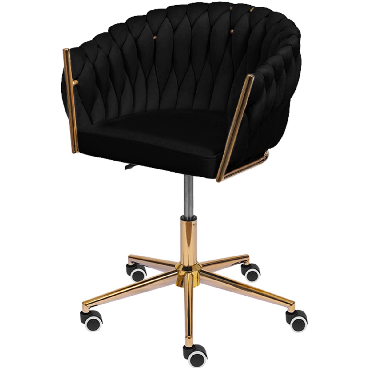 Fotel biurowy krzesło obrotowe regulowane welurowe czarne