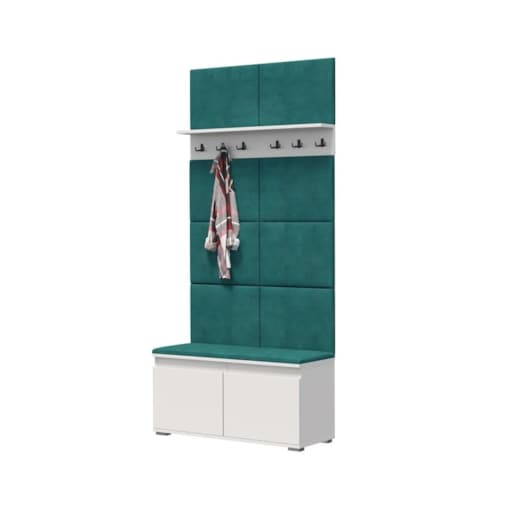 Szafka na buty z siedziskiem i wieszakiem SINGAPUR 100 biała/zielona