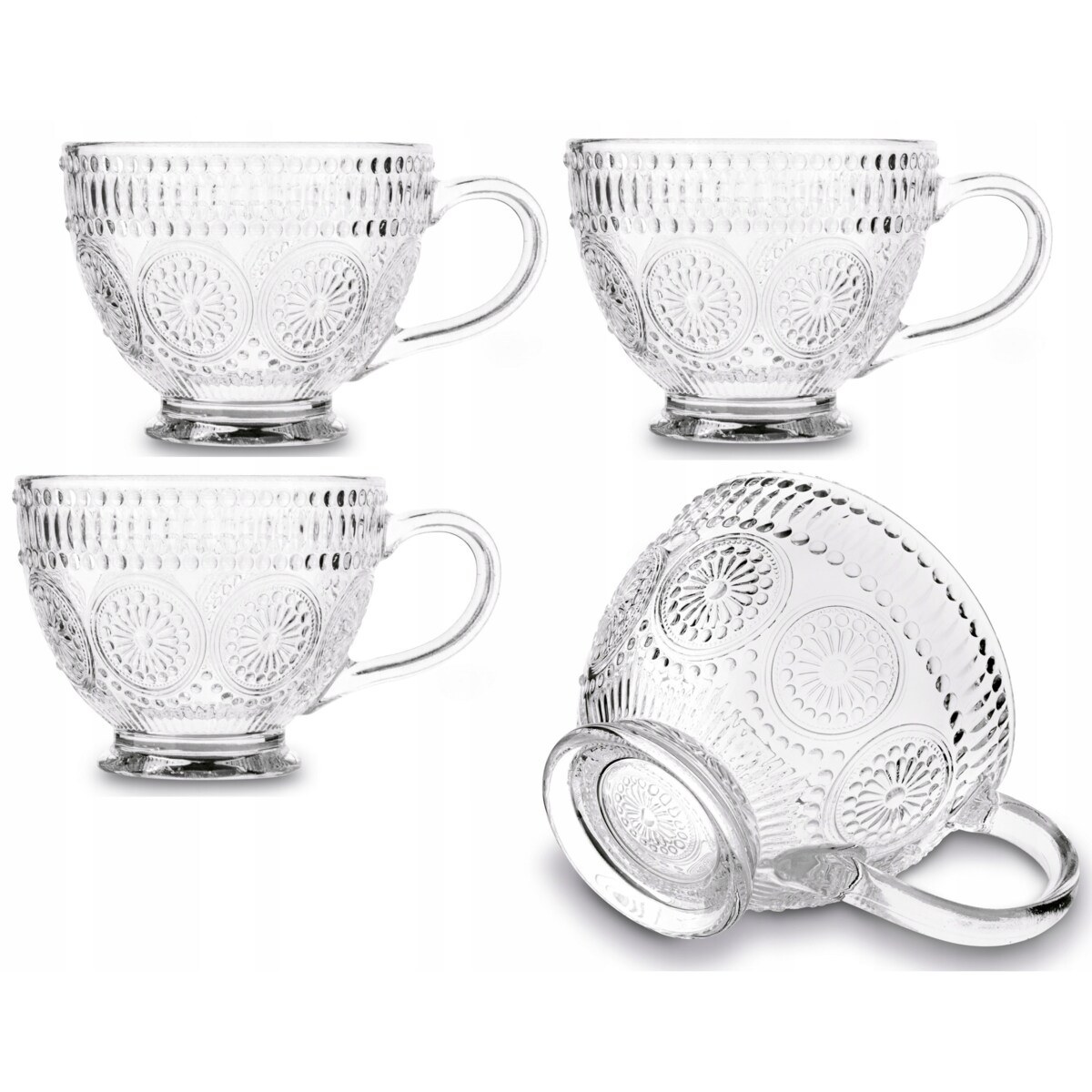 KUBEK FILIŻANKA szklanka 400 ml na herbatę kawę latte desery prezenty 4szt