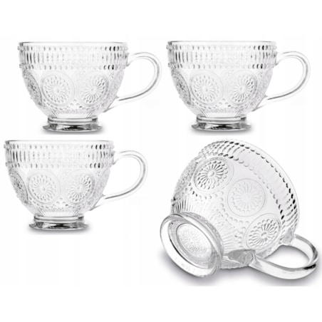 KUBEK FILIŻANKA szklanka 400 ml na herbatę kawę latte desery prezenty 4szt