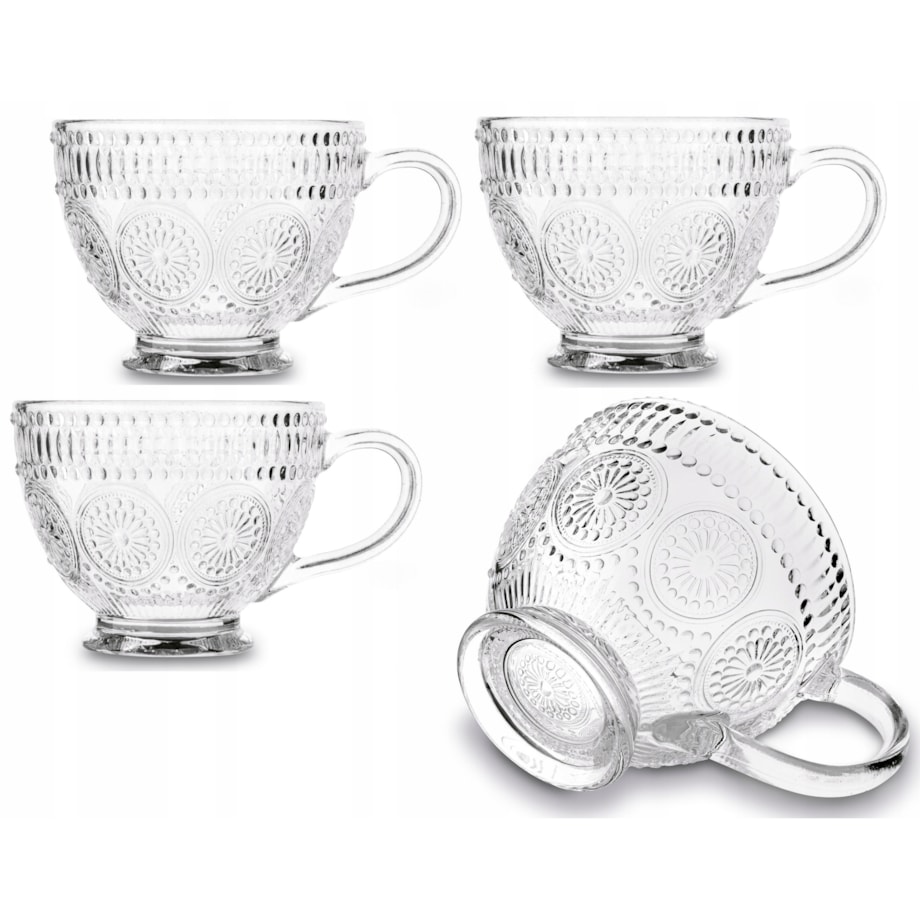 KUBEK FILIŻANKA szklanka 400 ml na herbatę kawę latte desery prezenty 4szt