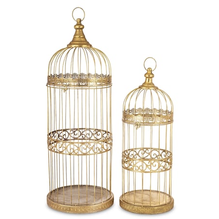 Klatka dekoracyjna metalowa 2 sztuki złote