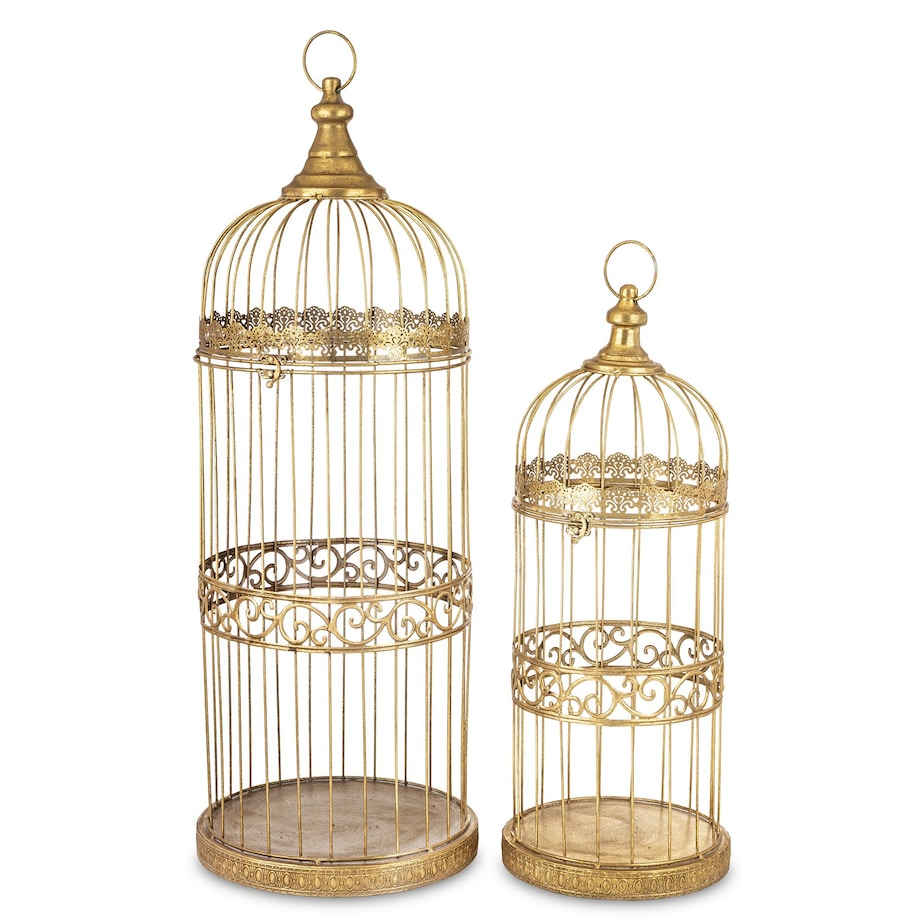 Klatka dekoracyjna metalowa 2 sztuki złote