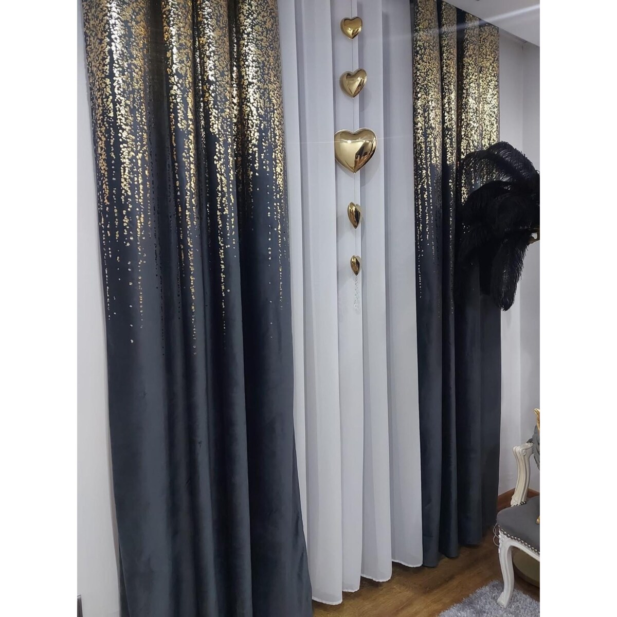 Zasłona welurowa Złoty Deszcz 140x270 cm