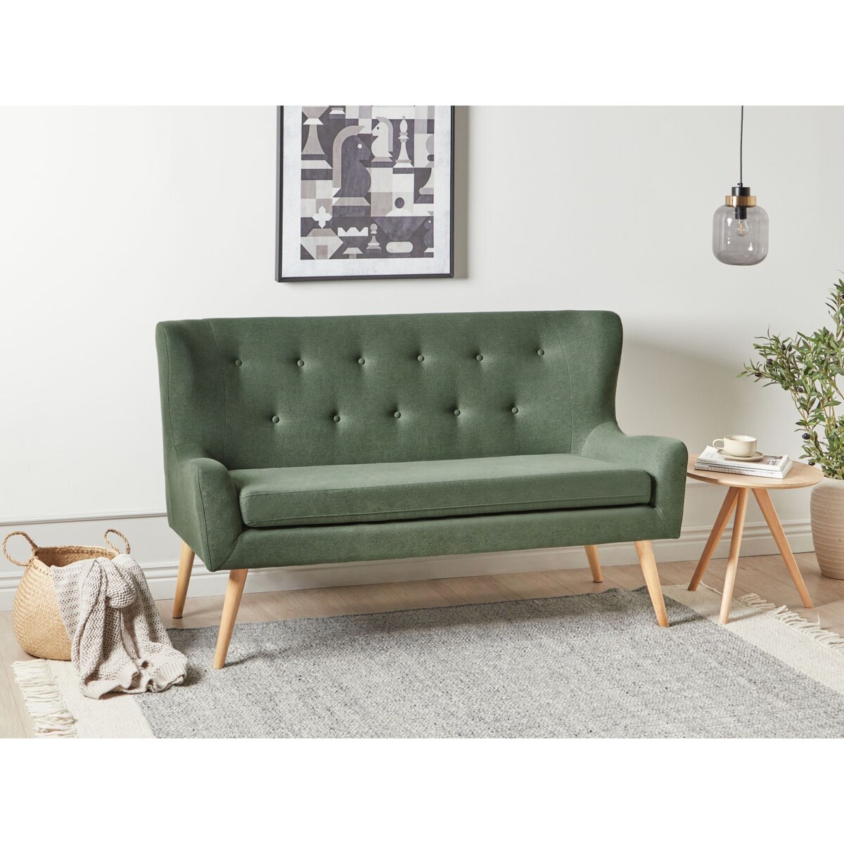 Ławka tapicerowana 2-osobowa zielona SKIBBY