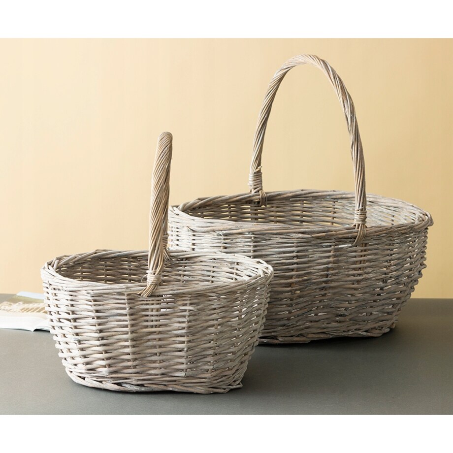 DONICA WIKLINOWA KOSZ osłonka na donicę naturalna STYL BOHO szara 2 szt.
