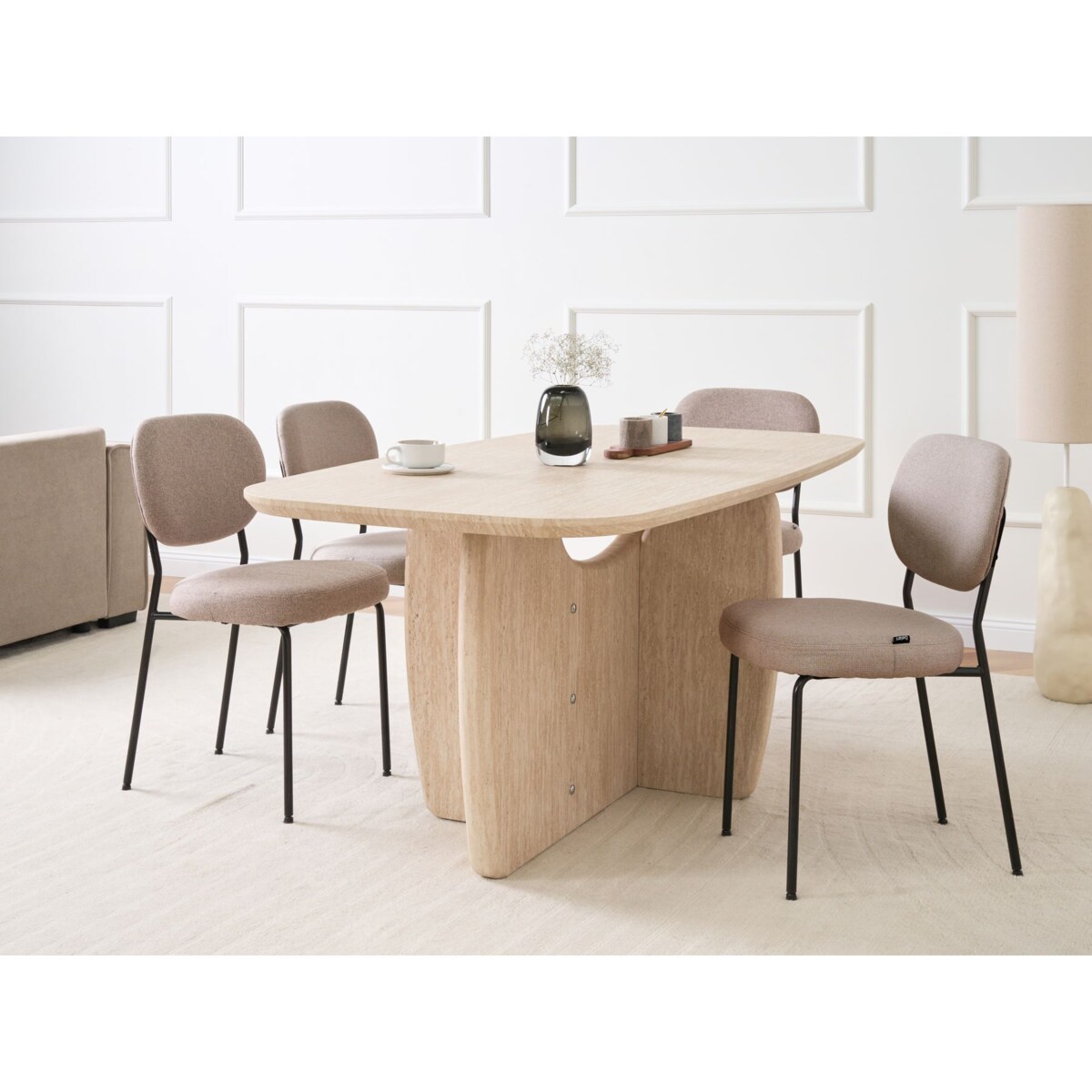 Stół do jadalni TRAVERS Efekt trawertynu 180 cm 90 cm