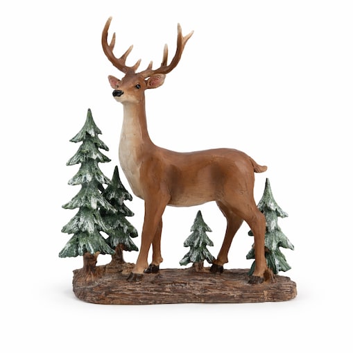 Figurka - stojący renifer 31x27,5x8 cm SCIARPA-2 w choinkach