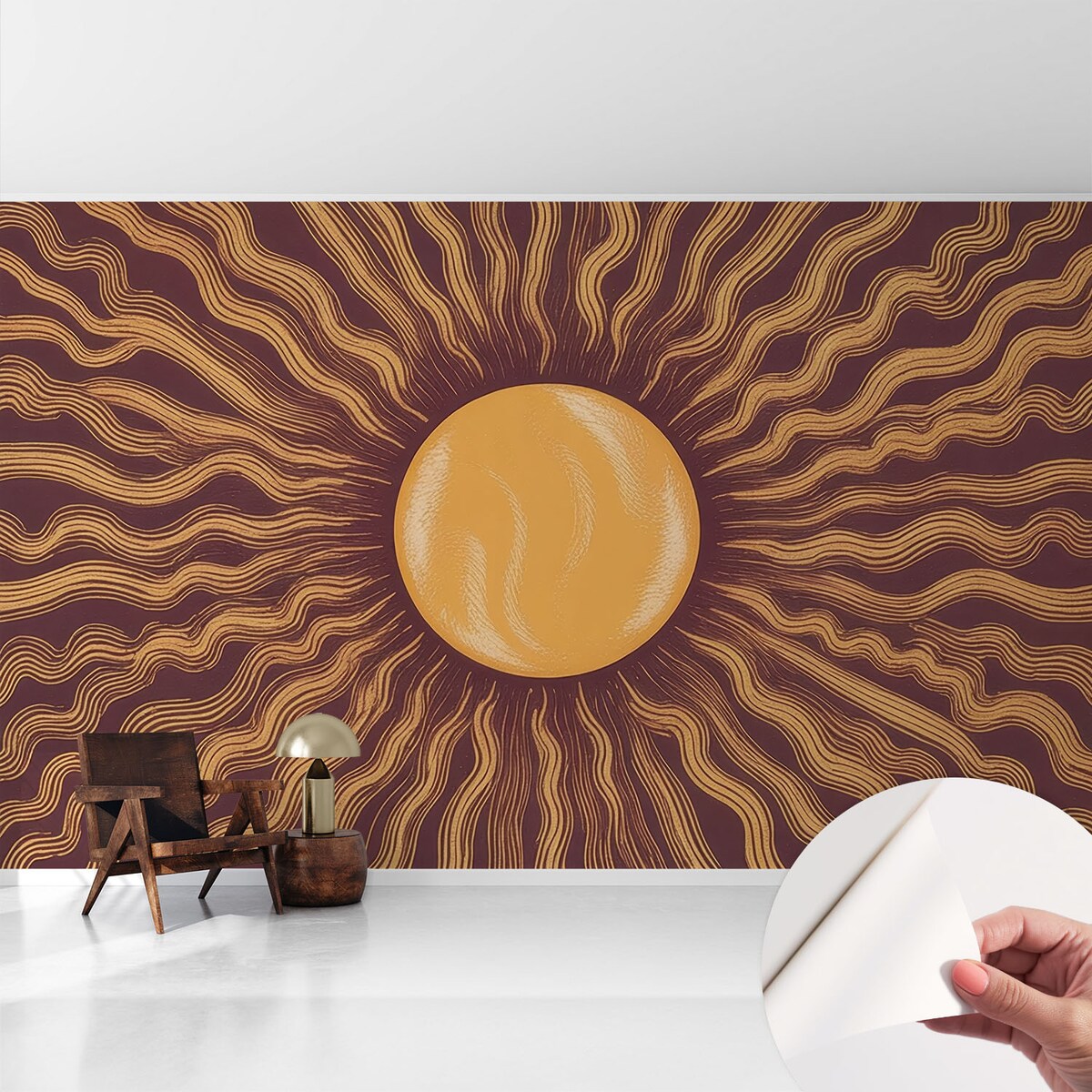 Fototapeta samoprzylepna 416x254 cm - Słoneczne promienie, tapeta ścienna brązowa