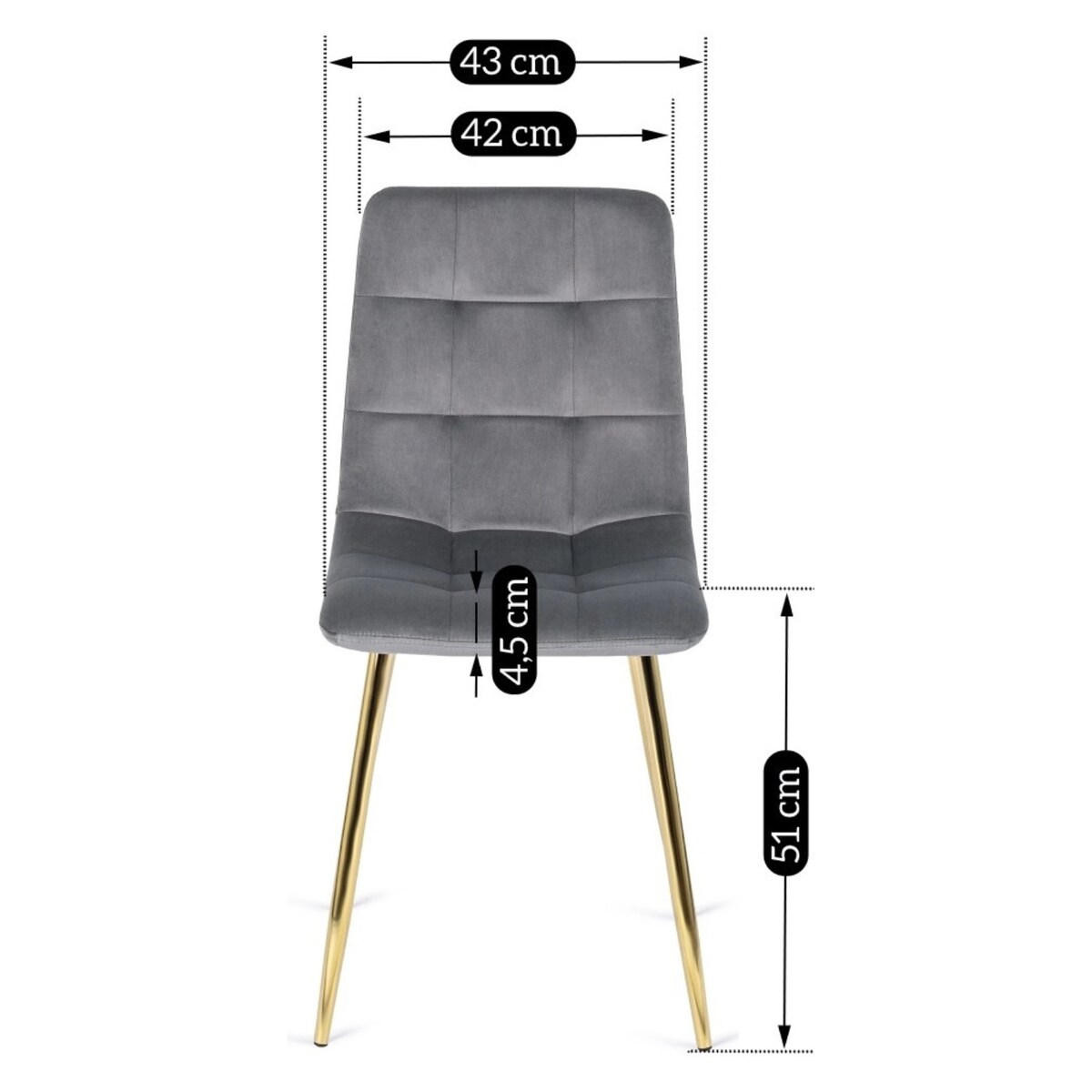 Krzesło Tapicerowane do Salonu YORK Szare Welurowe Nowoczesne Loft