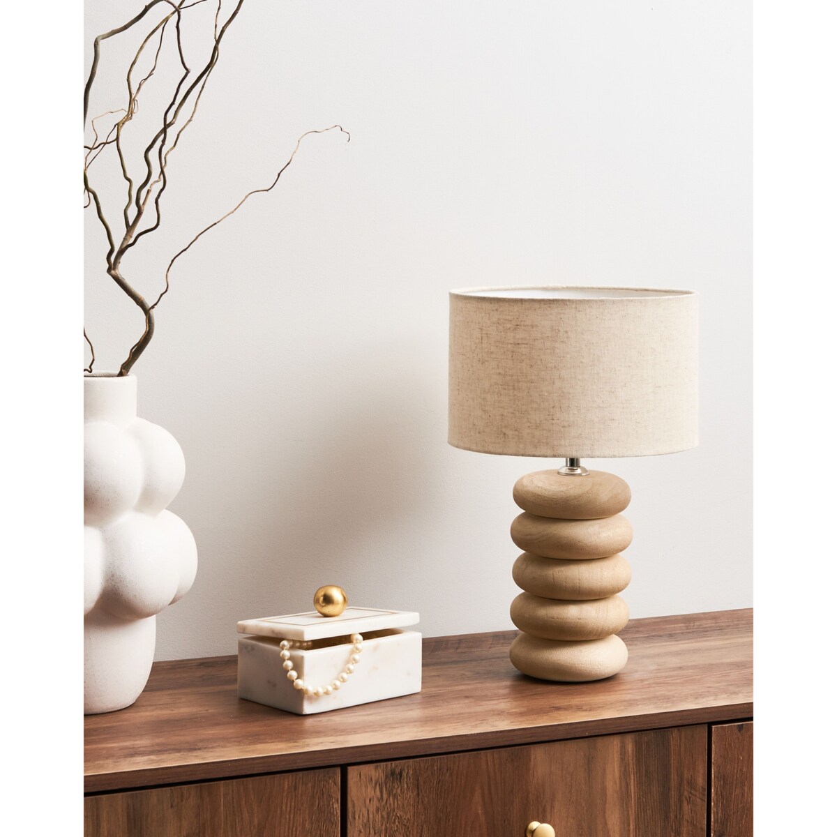 Lampa stołowa BETWA Drewno mango Jasnobrązowy