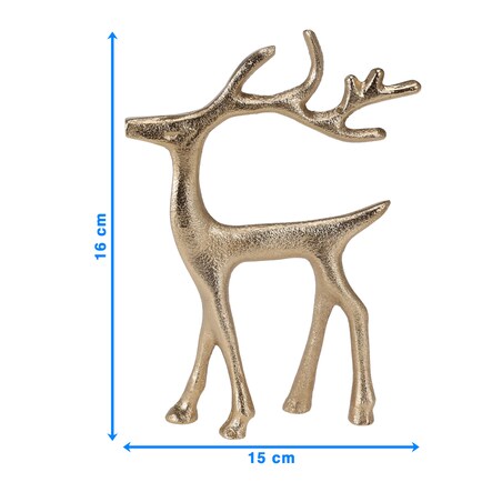 Renifer Figurka Świąteczna Stojąca Dekoracja Ozdoba Złoty 15X16 Cm