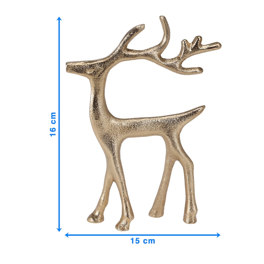 Renifer Figurka Świąteczna Stojąca Dekoracja Ozdoba Złoty 15X16 Cm