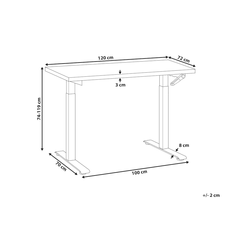 Biurko regulowane Manualny 120 x 72 cm Czarny DESTINES