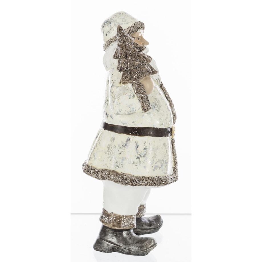Figurka - Mikołaj biało-srebrny 18x10 cm