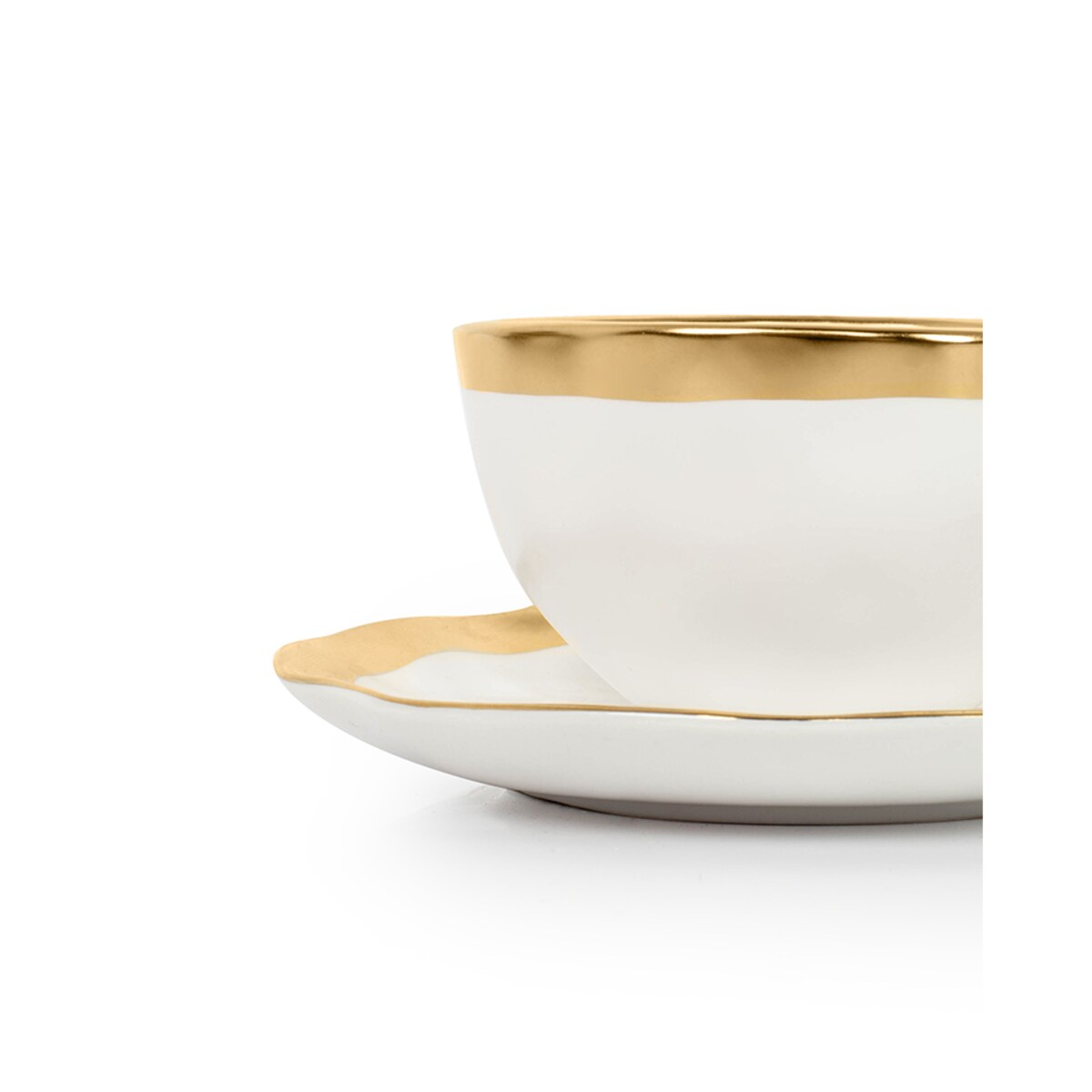 KARE komplet 4 filiżanek BELL biało-złoty