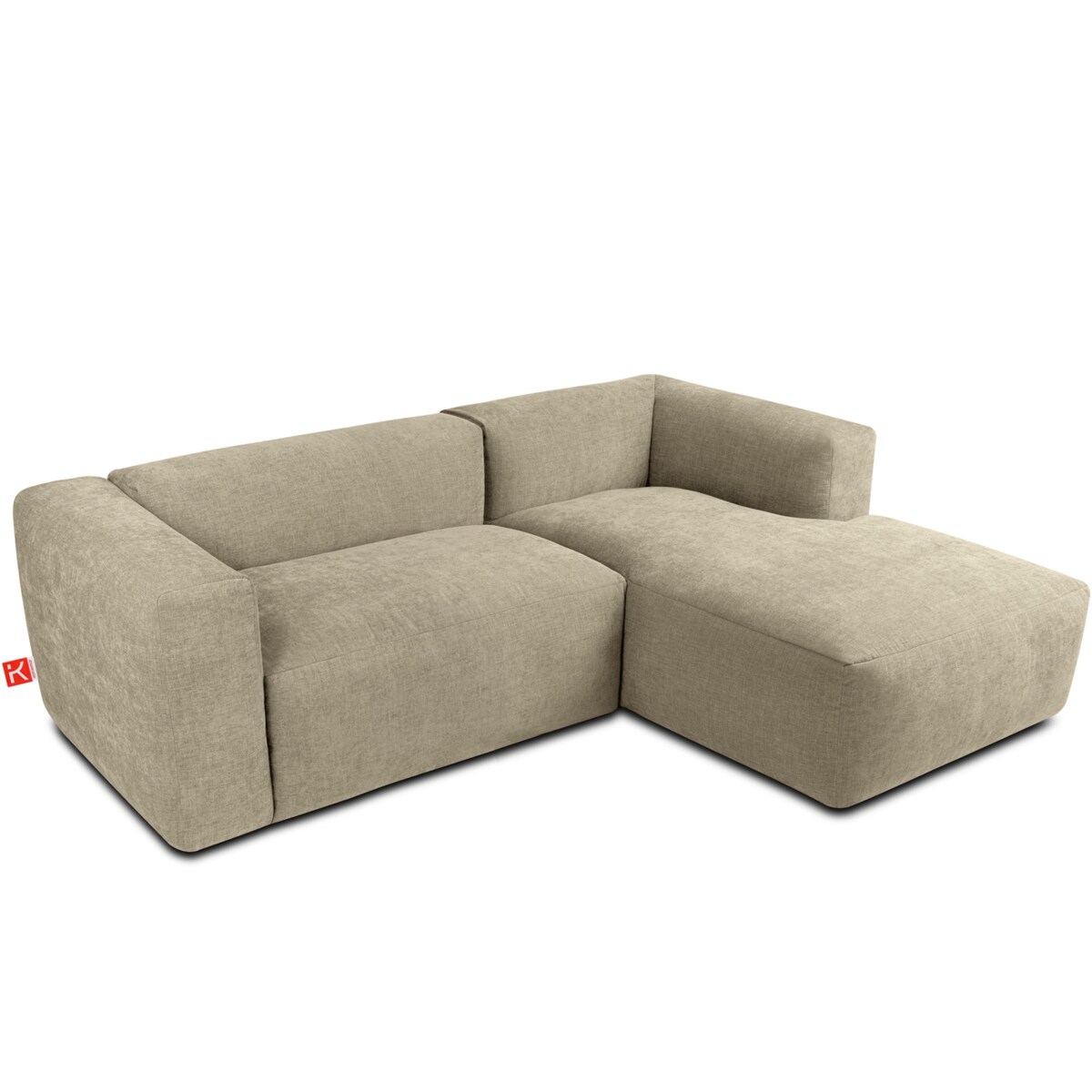 KONSIMO BUFFO Narożnik prawy 3/4-osobowy z wyjątkowo miękkim siedziskiem, kolor piaskowy