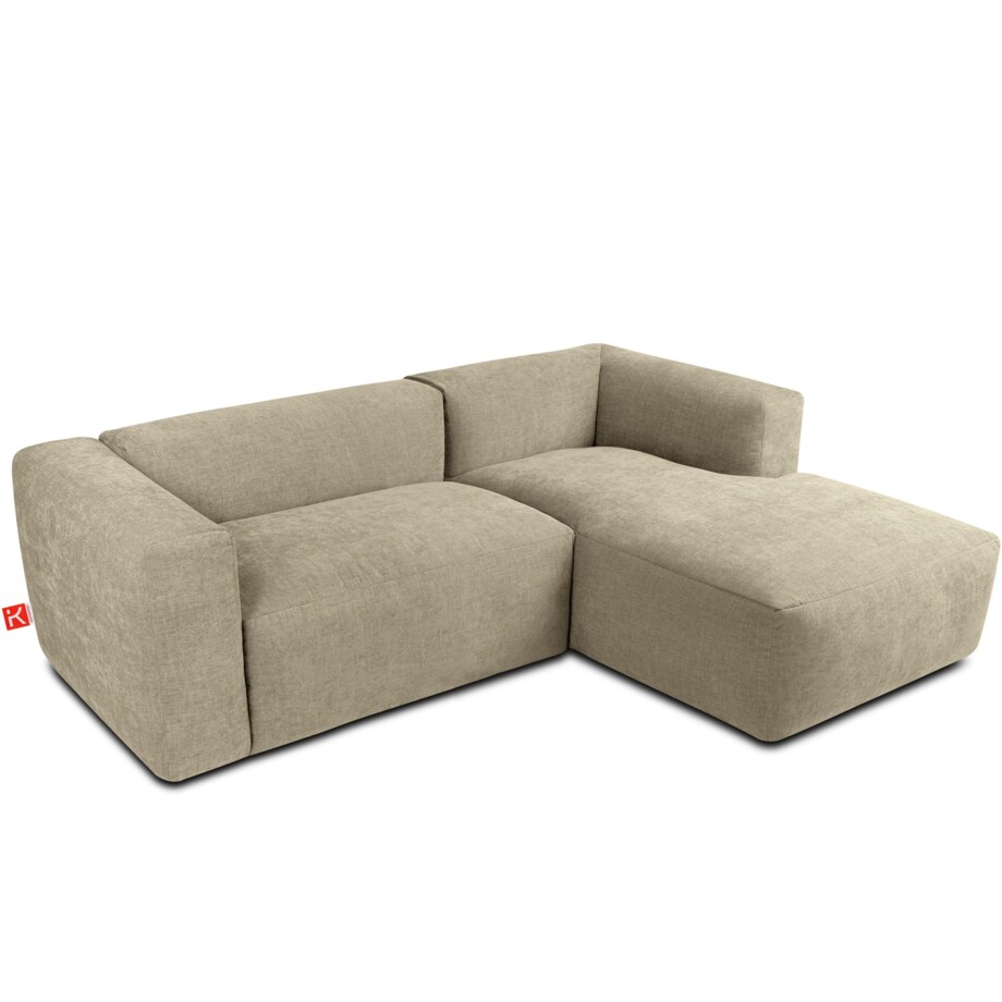 KONSIMO BUFFO Narożnik prawy 3/4-osobowy z wyjątkowo miękkim siedziskiem, kolor piaskowy