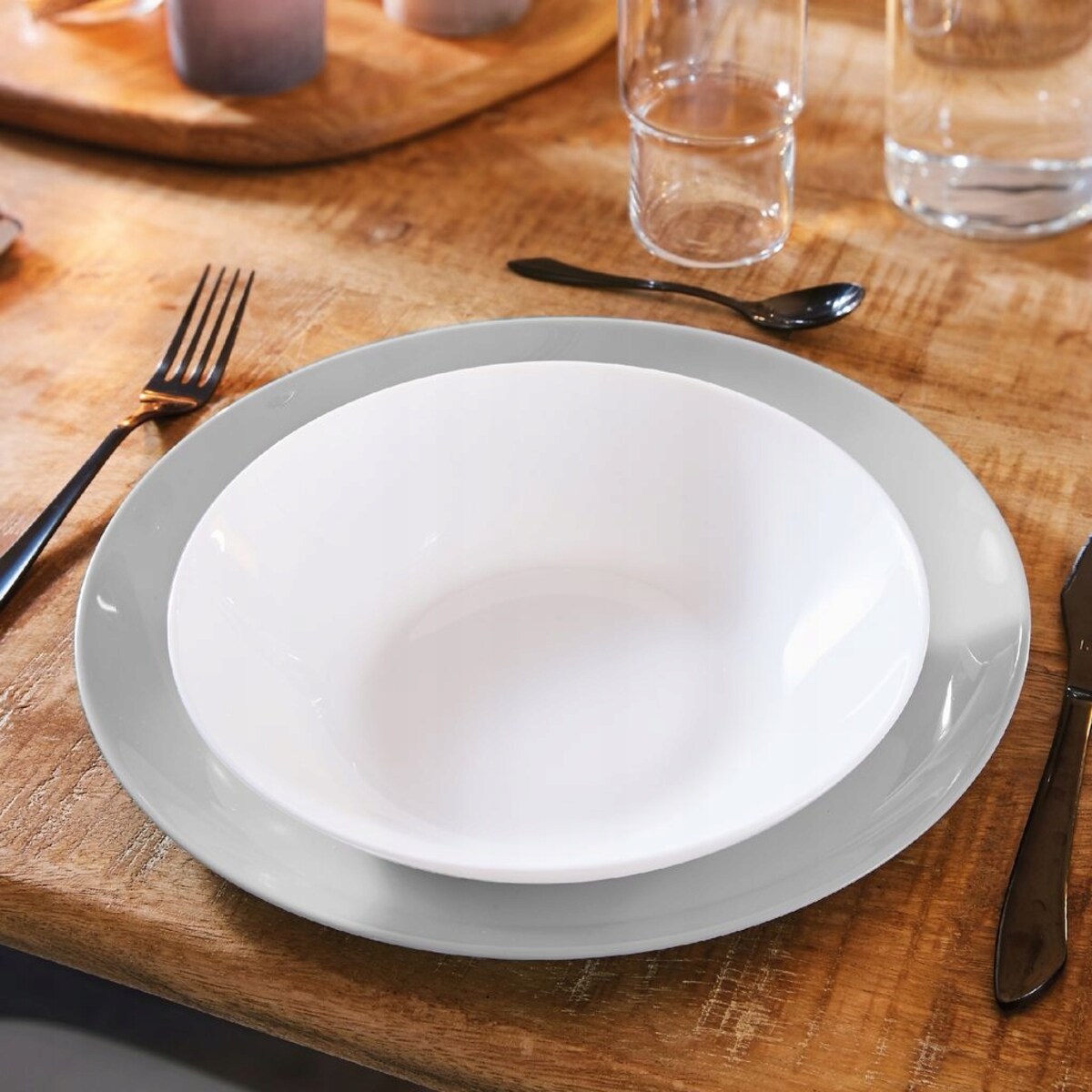 6x TALERZE GŁĘBOKIE BIAŁE DIWALI 20 cm LUMINARC gładkie obiadowe jedzenie