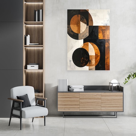 Obraz do salonu sypialni biura kuchni, Abstrakcja koła kształty brązowy szary