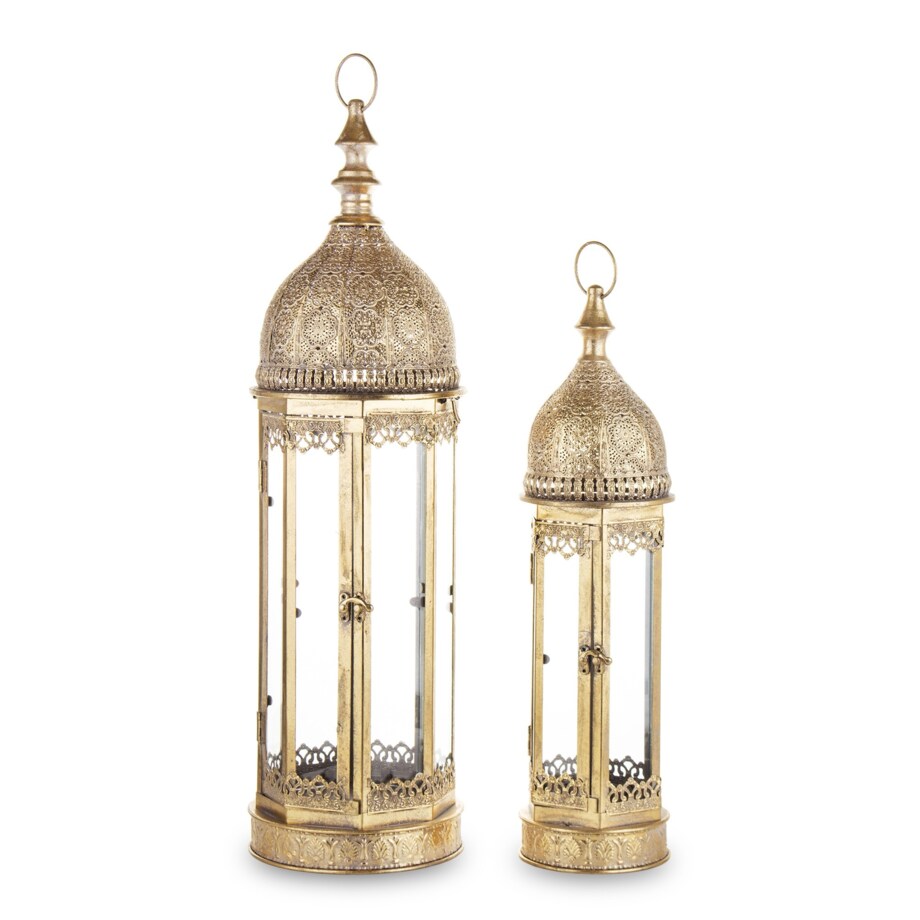 Lampion metalowy 2 szt. 76x21x21 i 58x14x14 cm CUPOLA-2