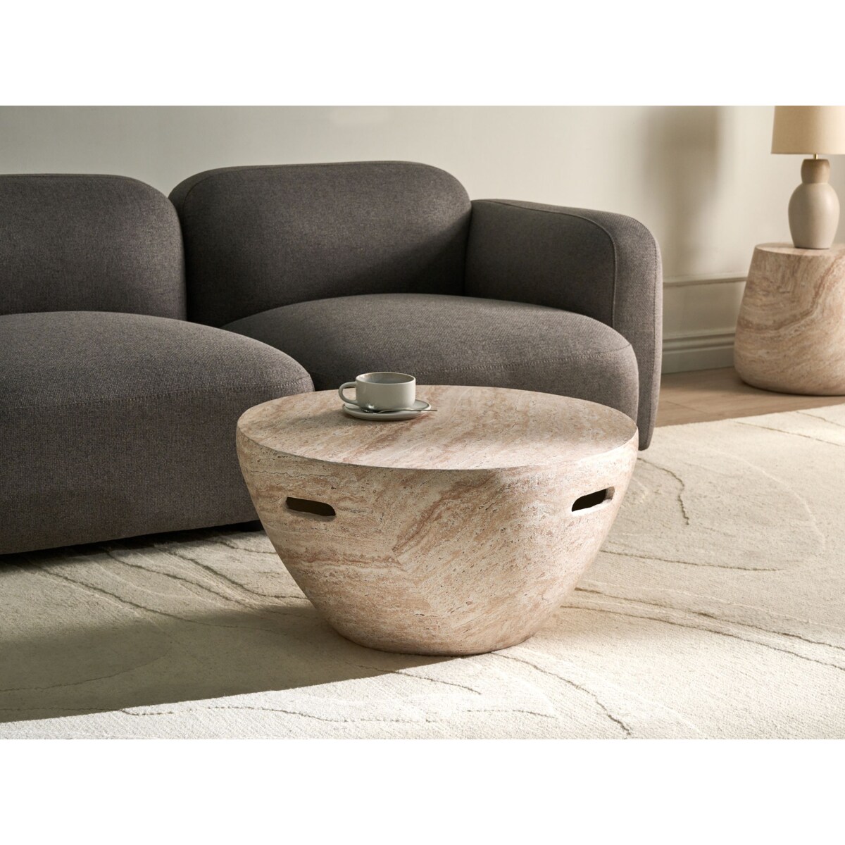 Stolik pomocniczy VICARELLO Efekt trawertynu