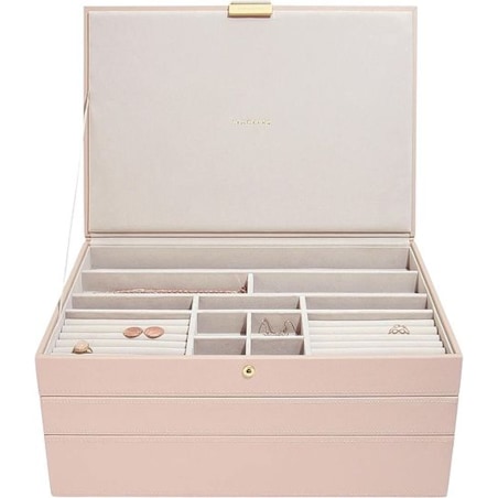 Szkatułka na biżuterię Stackers potrójna supersize różowo-szampańska