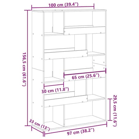 vidaXL Regał, czarny, 100x33x156,5 cm, materiał drewnopochodny