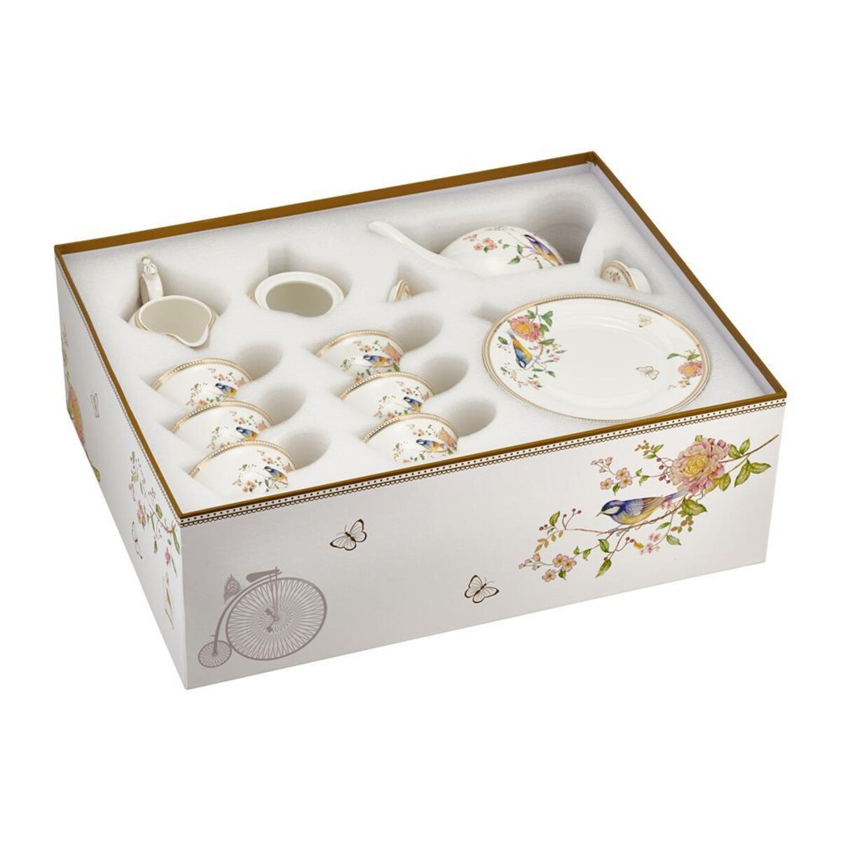 VILLA ITALIA Serwis do herbaty na 6 osób porcelanowy Zestaw prezentowy BEL FIORE