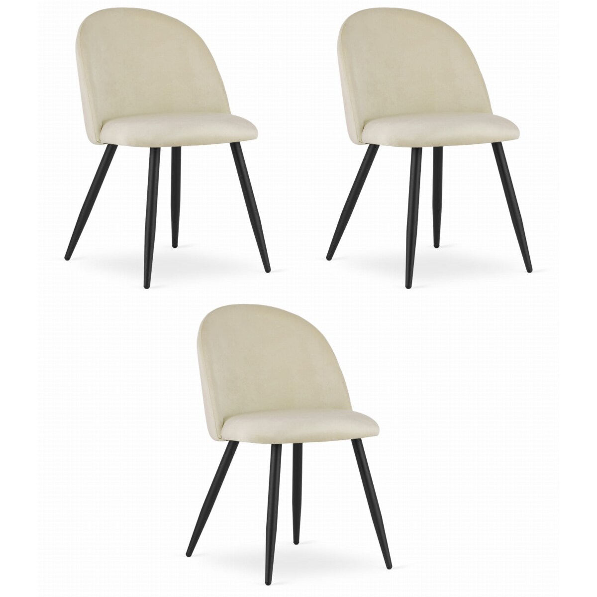 Krzesło Do Jadalni Kuchni Salonu Bello - Aksamit Beż / Nogi Czarne X 3