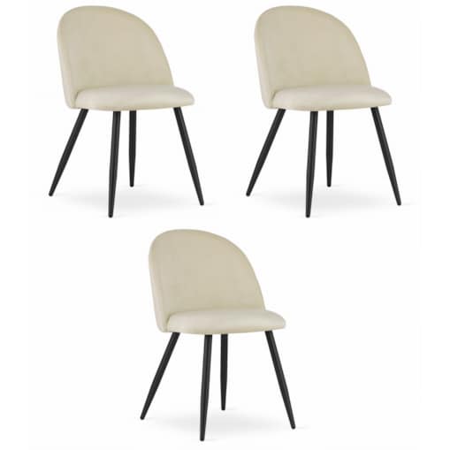 Krzesło Do Jadalni Kuchni Salonu Bello - Aksamit Beż / Nogi Czarne X 3