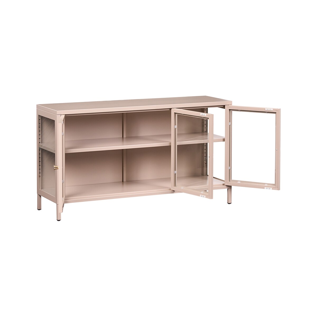 Szafka ze szklanymi drzwiami NEWPORT 115 cm Metal Beżowy