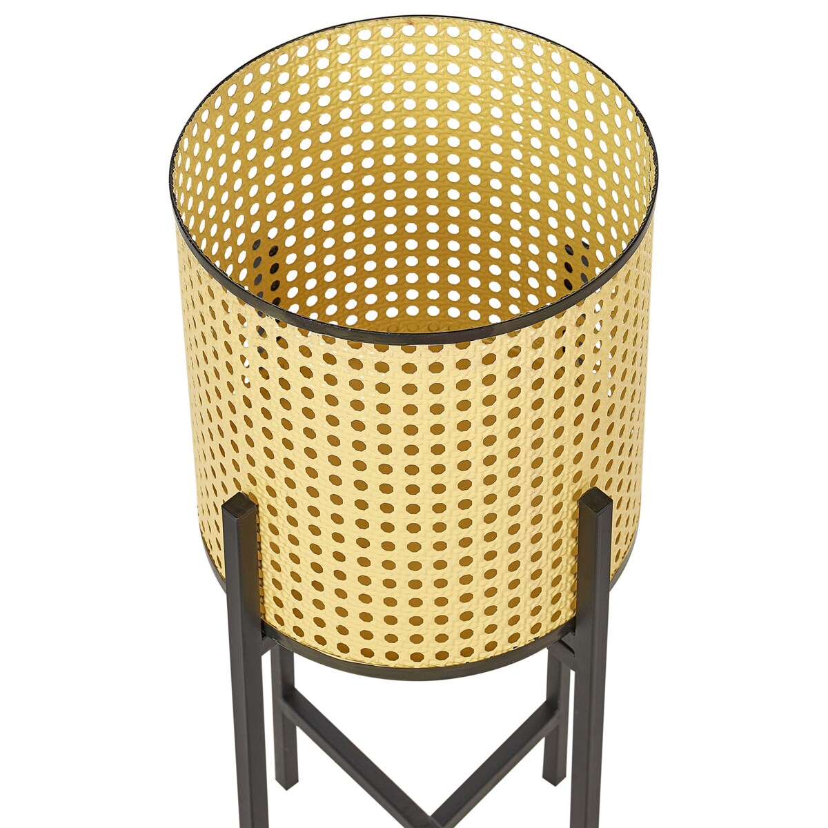 Doniczka na stojaku metalowa beżowa FALLOPIA