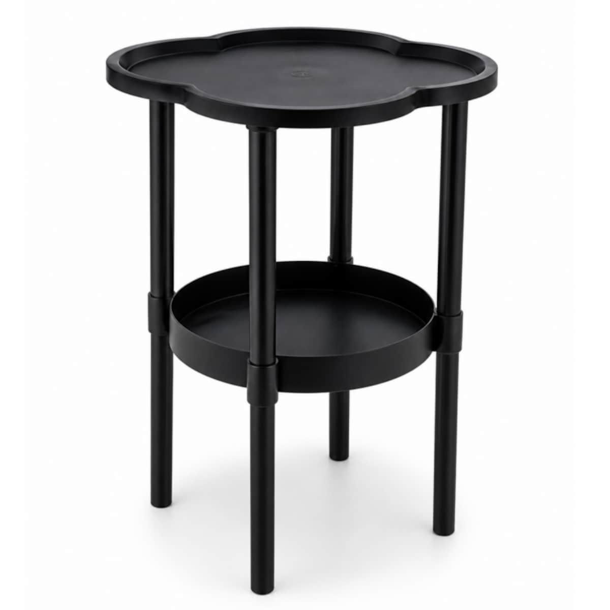 Mobilny stolik kawowy w kształcie koniczyny czarny 37x37x46cm STL27CZ