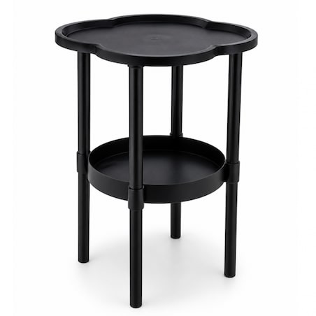 Mobilny stolik kawowy w kształcie koniczyny czarny 37x37x46cm STL27CZ