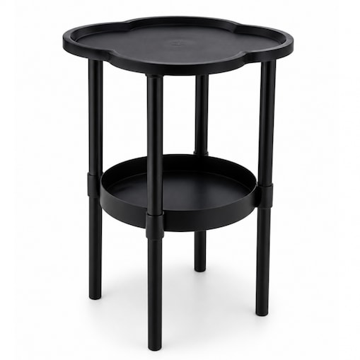 Mobilny stolik kawowy w kształcie koniczyny czarny 37x37x46cm STL27CZ