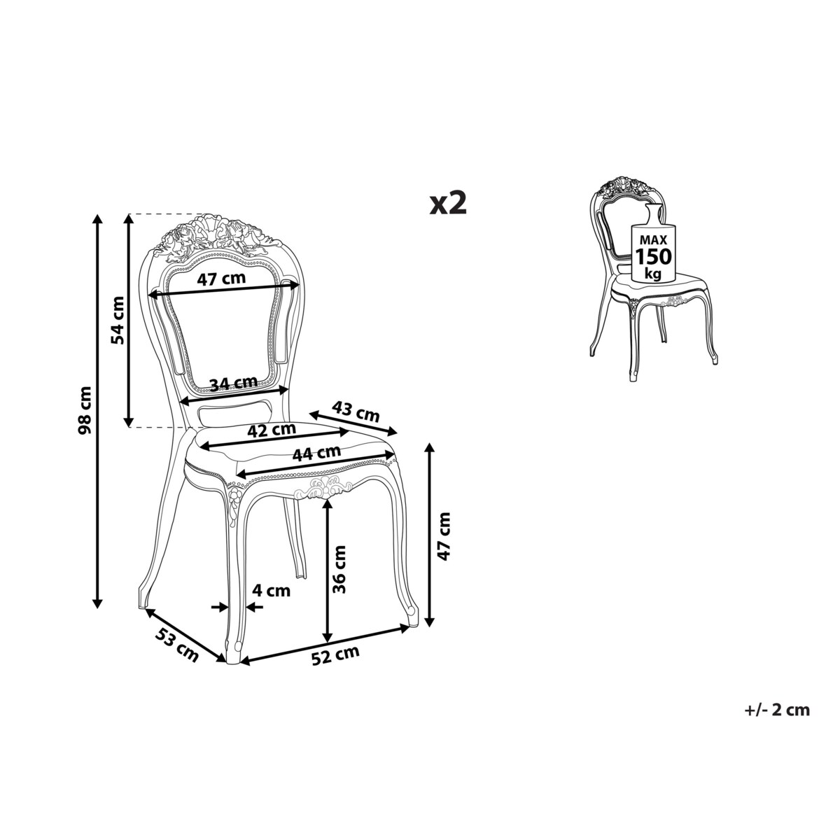 Zestaw 2 krzeseł do jadalni przezroczysty VERMONT II