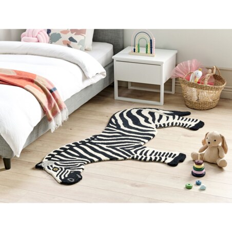 Dywan dziecięcy wełniany zebra 100 x 160 cm biało-czarny KHUMBA