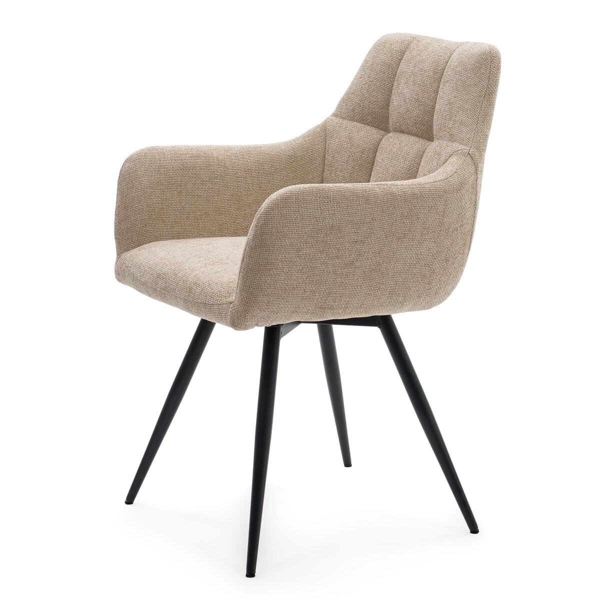 Krzesło tapicerowane obrotowe szenilowe do salonu LUGANO jasnobeżowe