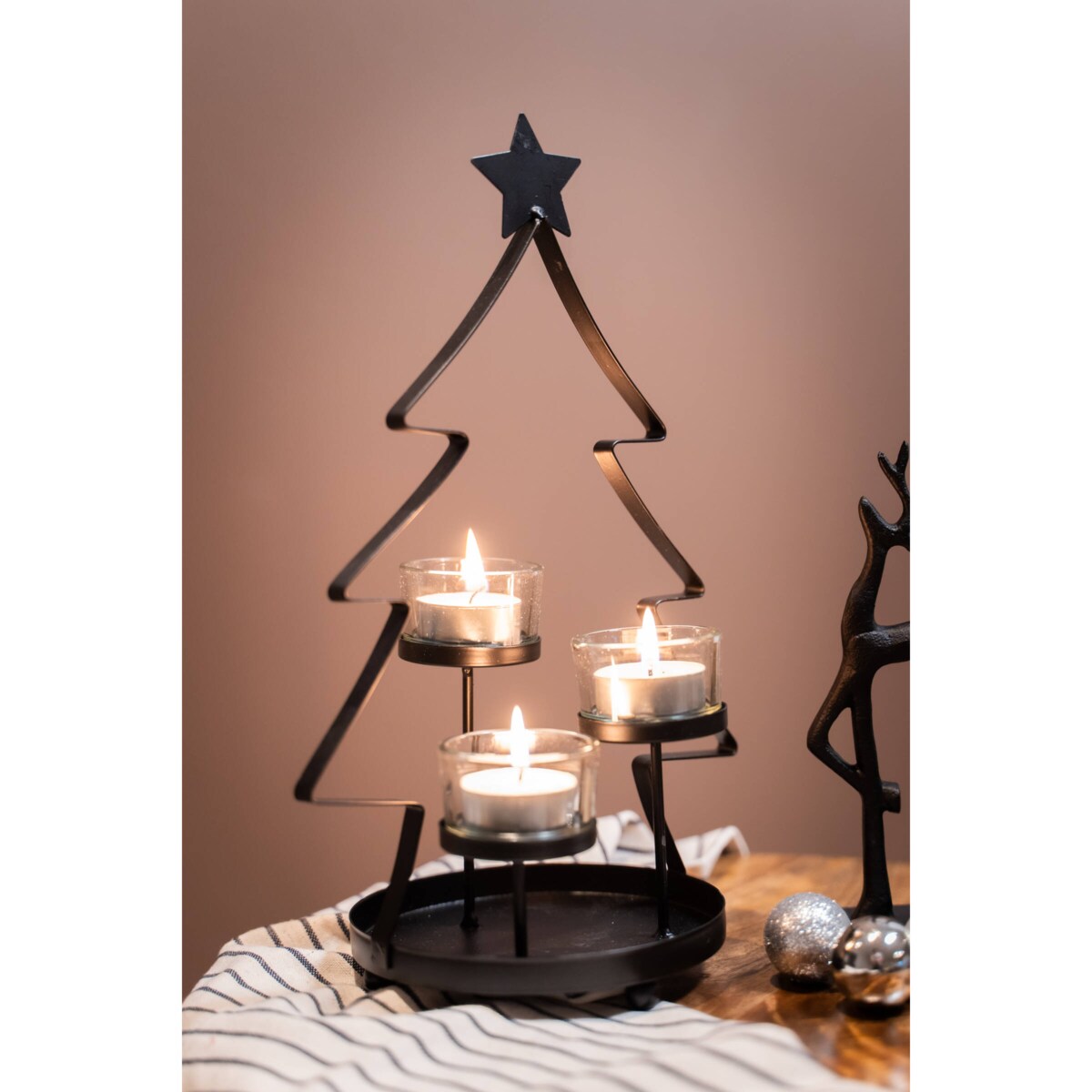 Metalowy świecznik choinka, 29 cm