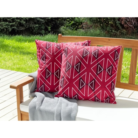 Zestaw 2 poduszek ogrodowych MEZZANO Wzór geometryczny 45 x 45 cm Różowy
