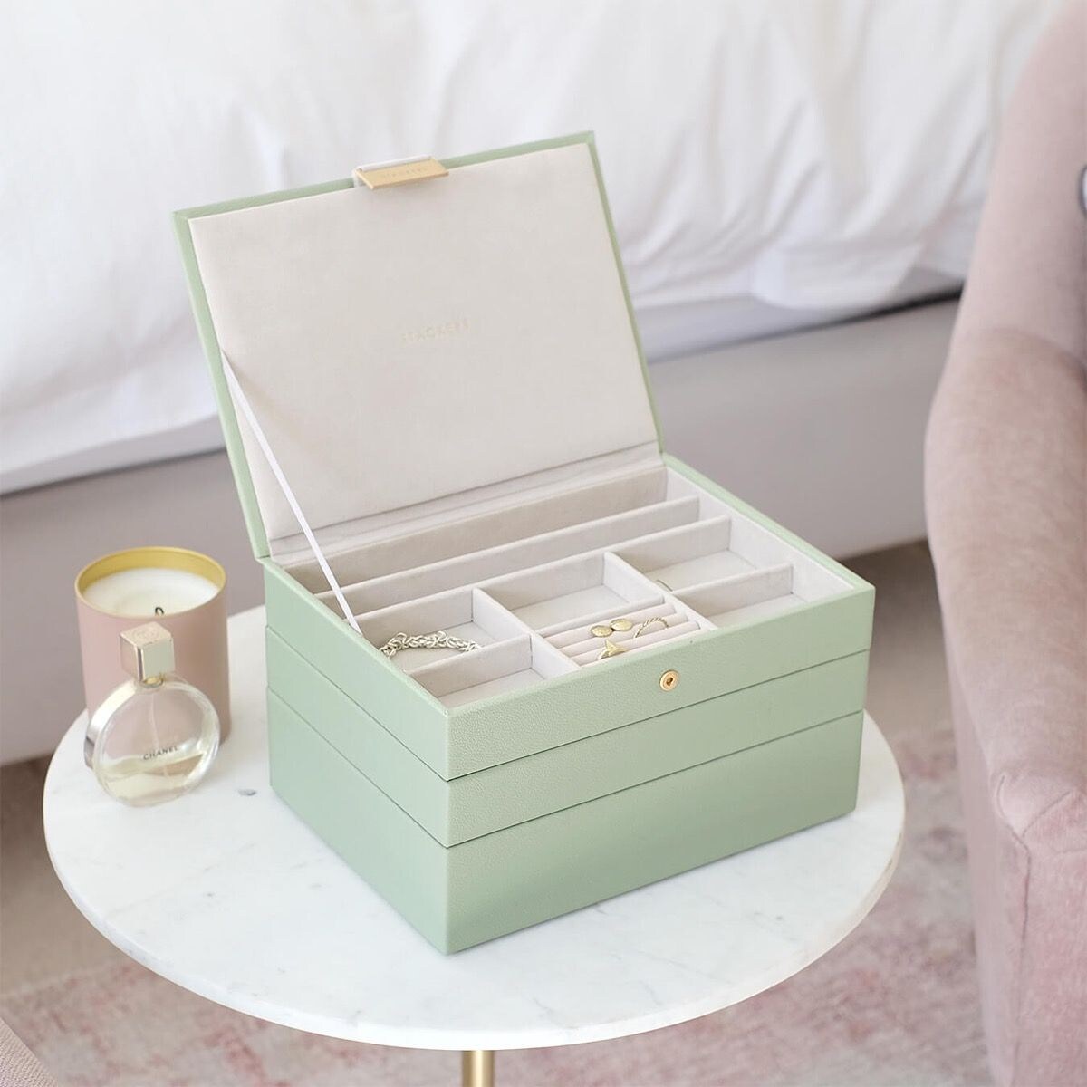 Szkatułka na biżuterię Stackers potrójna classic szałwiowa zieleń