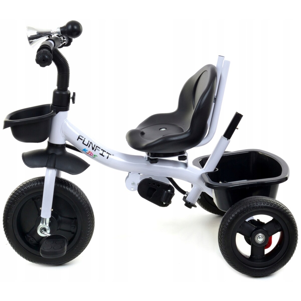 Rowerek trójkołowy spacerowy dla dzieci Funfit Kids szary z trąbką