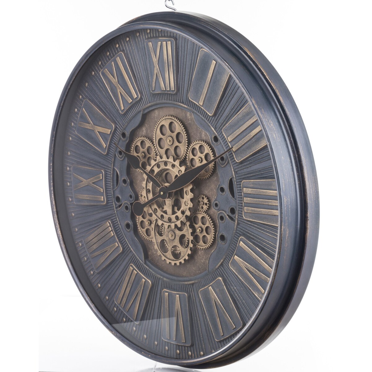 Zegar ścienny metalowy 70x70x9 cm OROGLIO niebieski