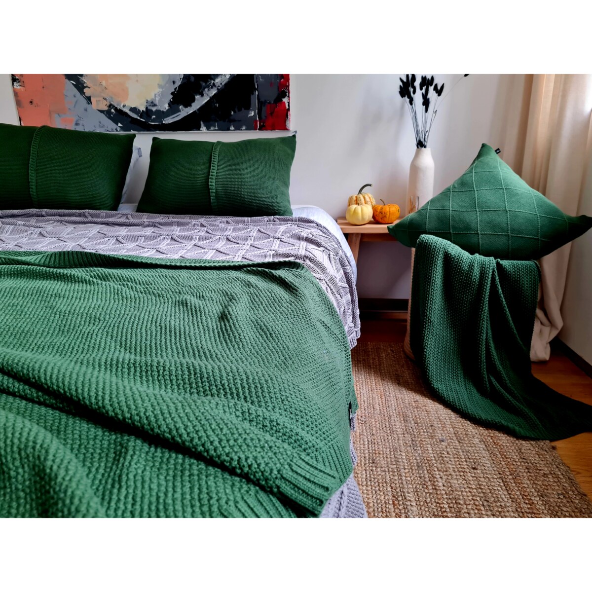 Pled boho zielony, 130 x 160 cm, La Manta