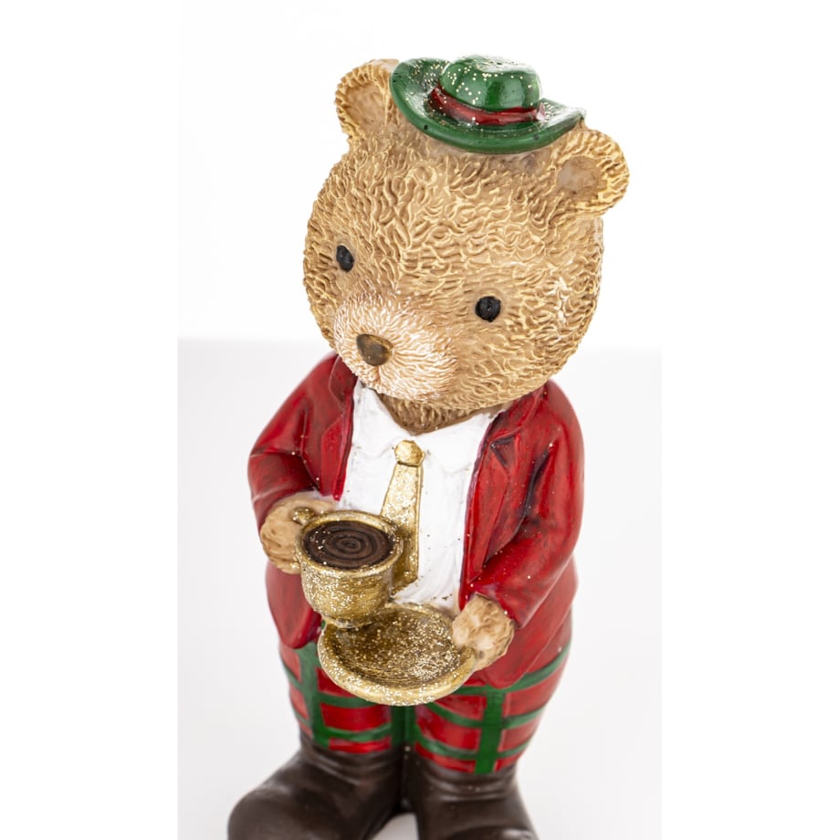 Figurka - Miś brązowy z filiżanką herbaty 12,5x6x5 cm